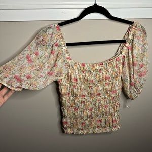 Smocked floral top